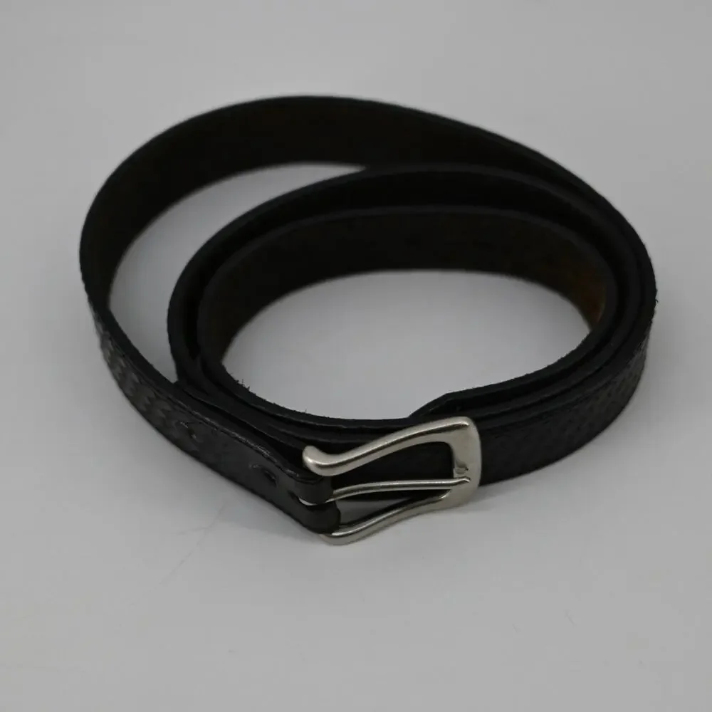 Men's Leather Belt Size 46 Black Basket Weave Casual Security Uniform